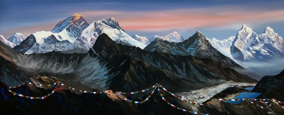 Knife Painting Himalayan Landscape Nepal